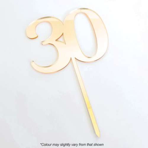 30 Gold Acrylic Cake Topper - Click Image to Close
